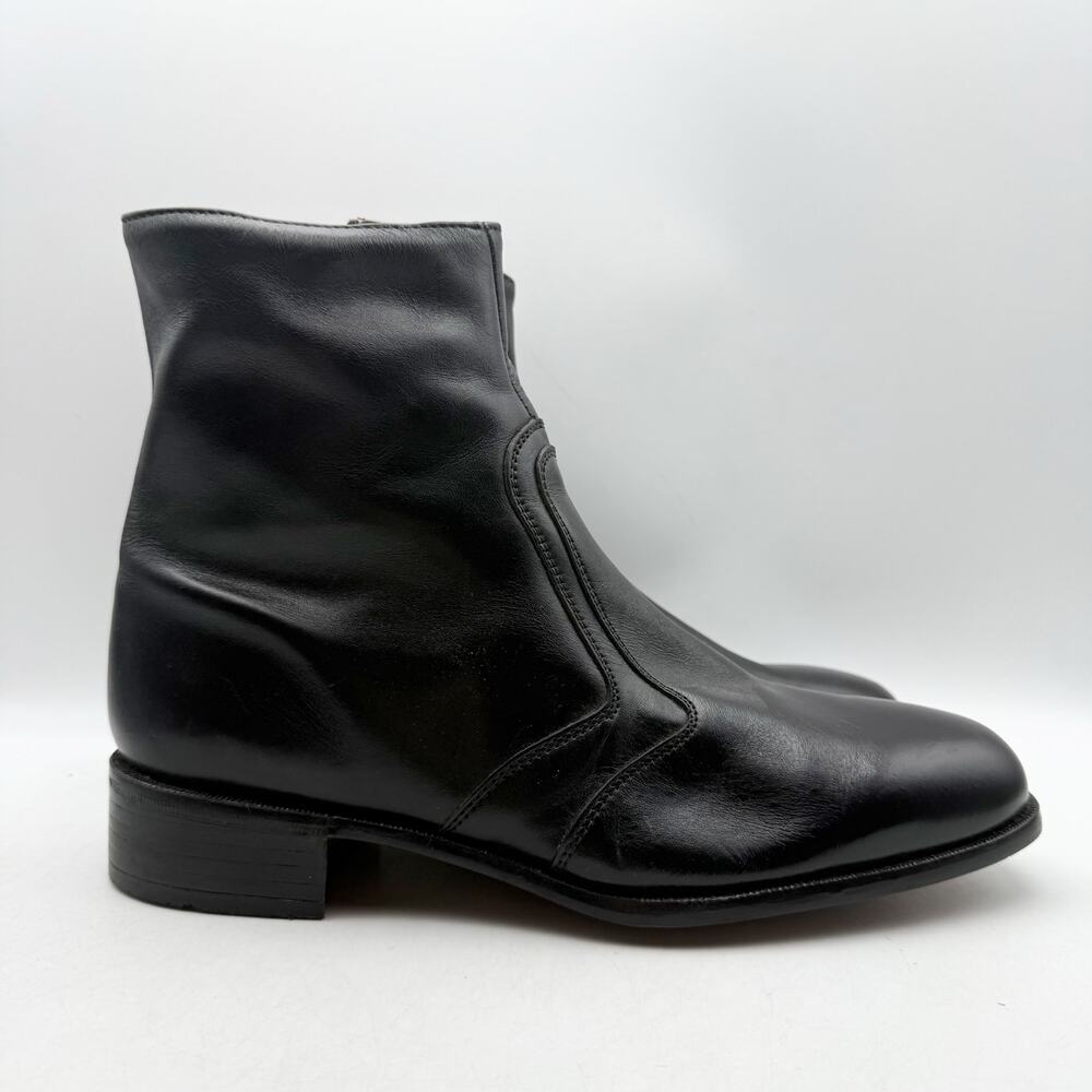 napp Shoes Mens Chelsea Ankle Boots US 9 D Black Leather Zip EUC